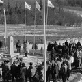 1961 I Ogólnopolski Rajd Narciarski W Bieszczadach, Jabłonki 25.02.1961, stary obelisk K. Świerczewskiego